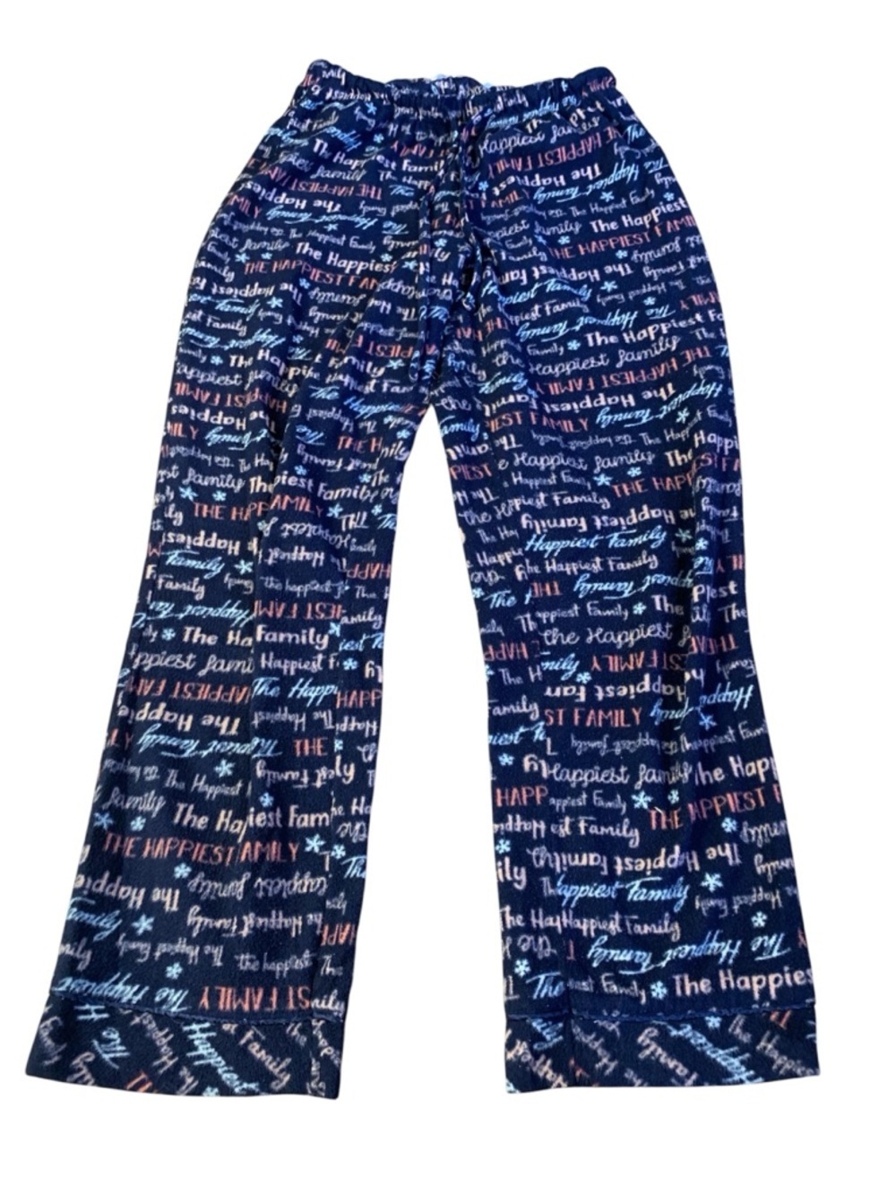la Vie en Rose Navy Fleece Pajama Pants "Happiest Family" Print Small